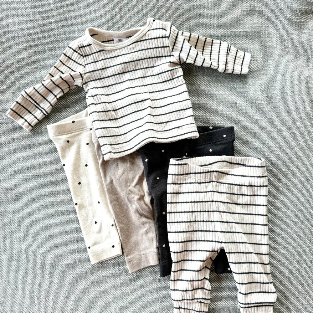 H&M Baby 5 Piece Set of Striped Long Sleeve & Leggings/Pants - Never Worn